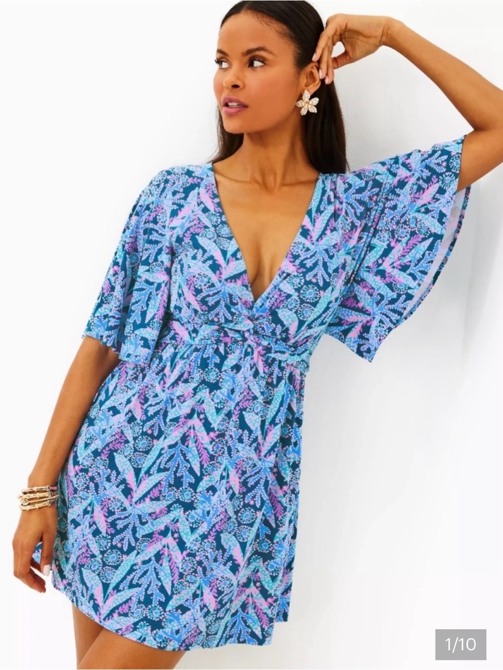 Lilly Pulitzer Minka Skirted Romper in the Barton Blue Star Gazing
